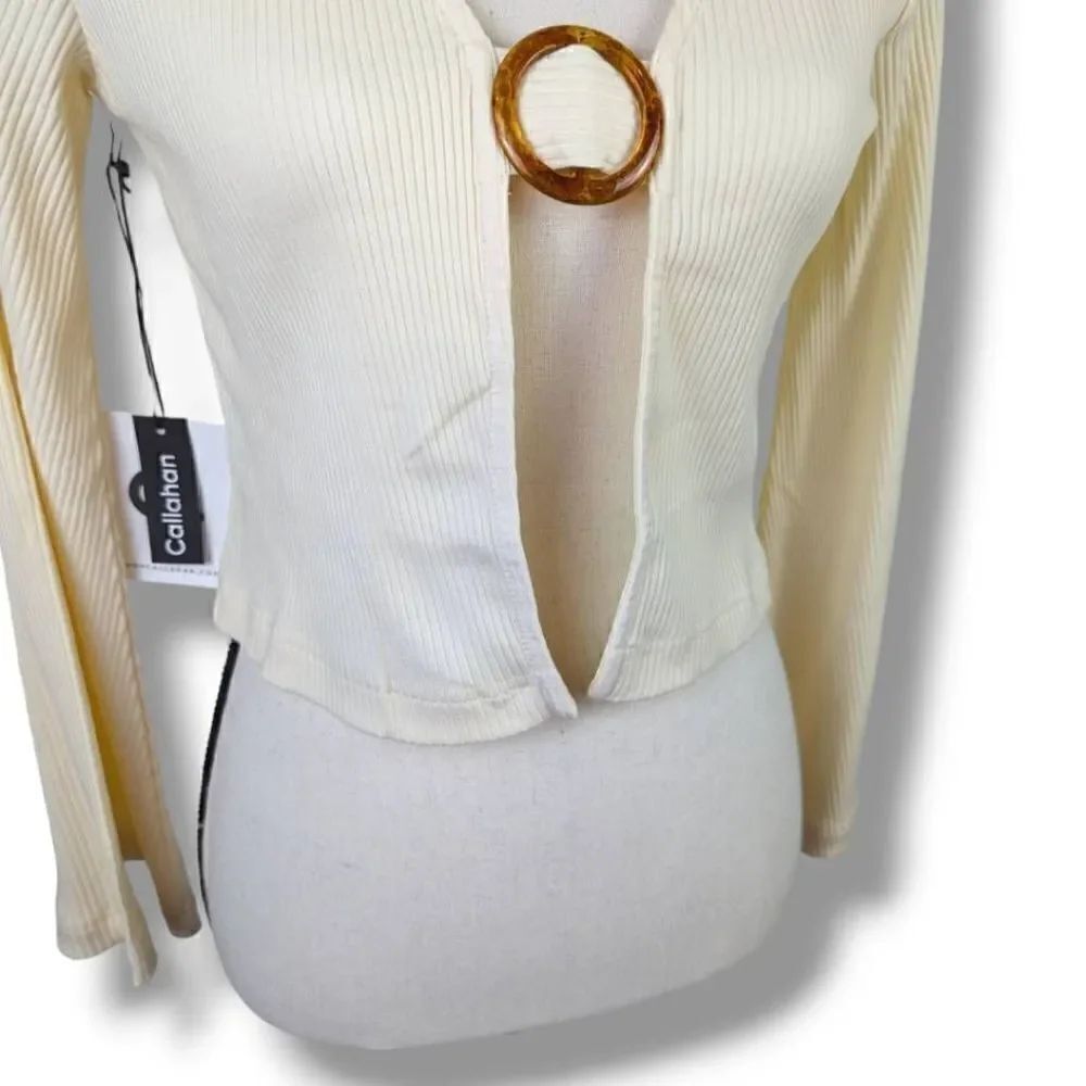 Callahan Knitwear Women's O-ring Front Vera Top Cream Small - Picture 6 of 13